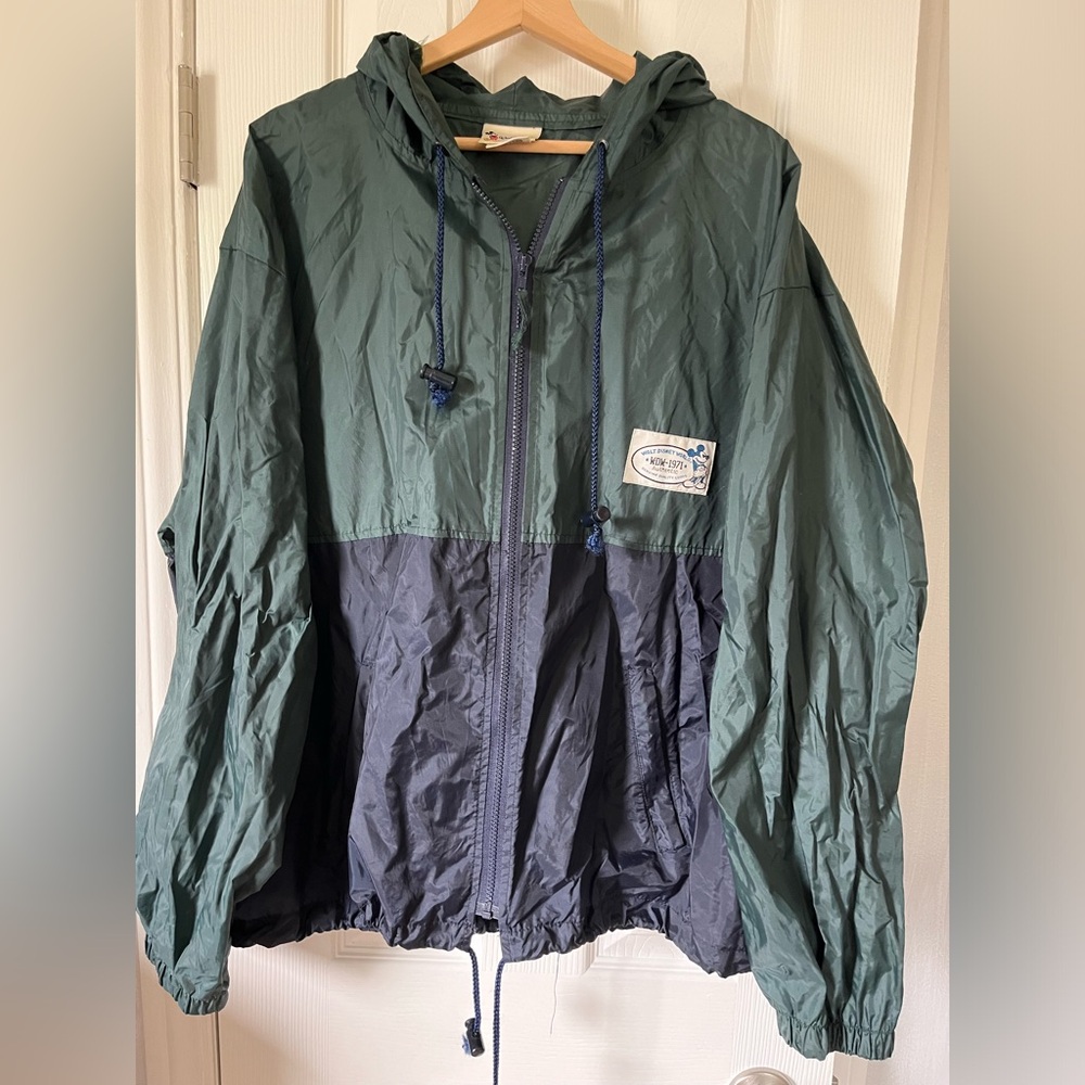 Walt Disney World Green and Navy Hooded Raincoat
